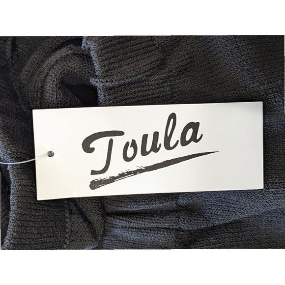 NWT TOULA Women's Black Wool Blend Textured Hand Knit Stretch Pants Size 10 - Picture 4 of 6